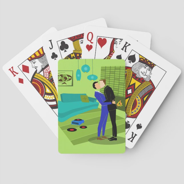 Jeu De Cartes Couple Gay Rétro Dans L'Amour Classique Jouer Cart (dos)