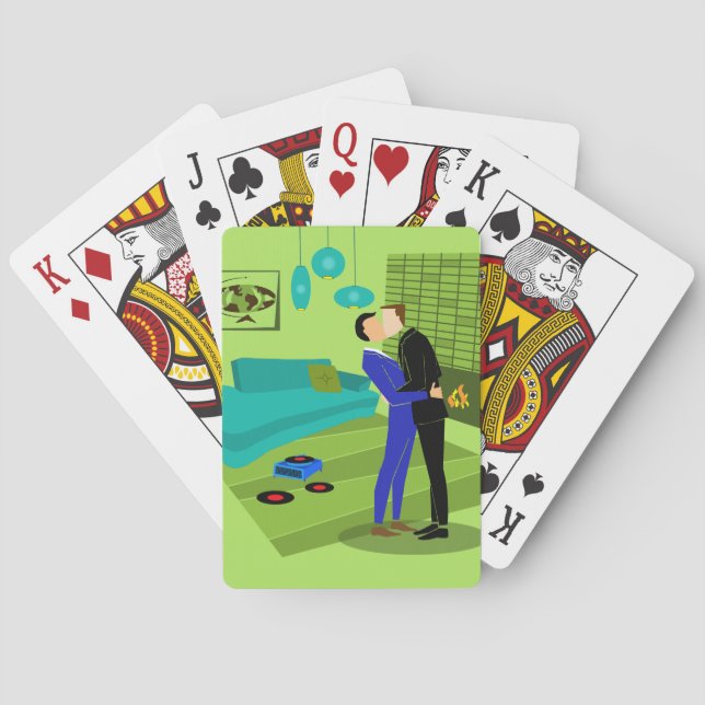 Jeu De Cartes Couple Gay Rétro Dans L'Amour Classique Jouer Cart (dos)