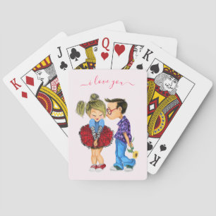 Jeu De Cartes Couple romantique jouant aux cartes - Je t'aime