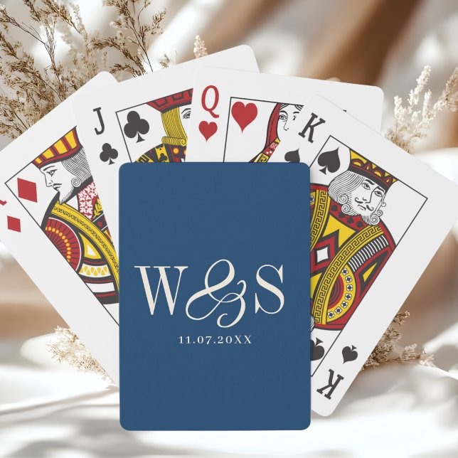 Jeu De Cartes Couples de mariage initial bleu marine élégant (Créateur téléchargé)