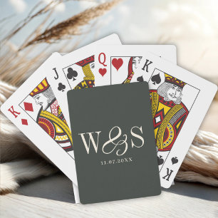 Jeu De Cartes Couples de mariage initial élégant ébène