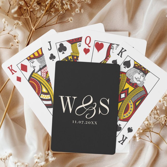 Jeu De Cartes Couples de mariage initial noir élégant (Créateur téléchargé)