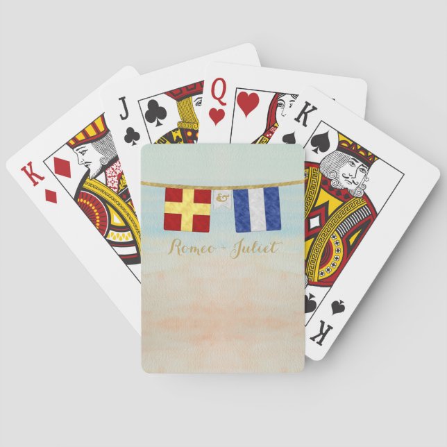 Jeu De Cartes Couples Monogramme Signal Maritime Drapeaux Aquare (dos)