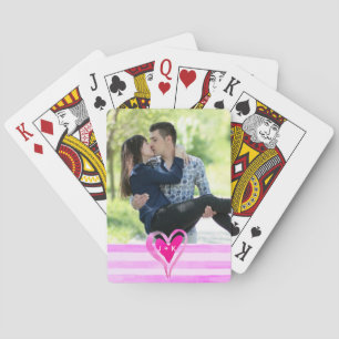 Jeu De Cartes Couples personnalisés Photo Aquarelle Coeur