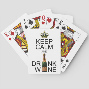 Jeu De Cartes Couronne à bijoux Gardez le calme et buvez du vin