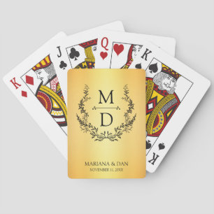 Jeu De Cartes couronne botanique initiale monogramme mariage or