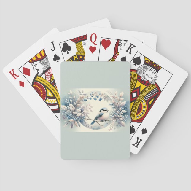 Jeu De Cartes Couronne de baies de merlebleu d'hiver (dos)