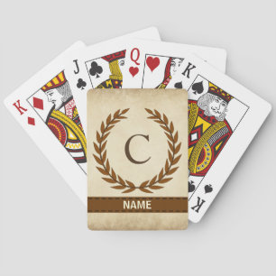 Jeu De Cartes Couronne de laurier sur monogramme de parchemin in