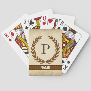 Jeu De Cartes Couronne de laurier sur monogramme de parchemin In