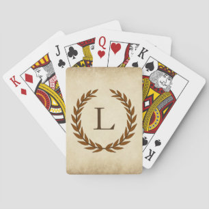 Jeu De Cartes Couronne de laurier sur monogramme initial L parch