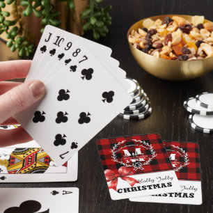 Jeu De Cartes Couronne de monogramme de Noël plaid de Buffalo