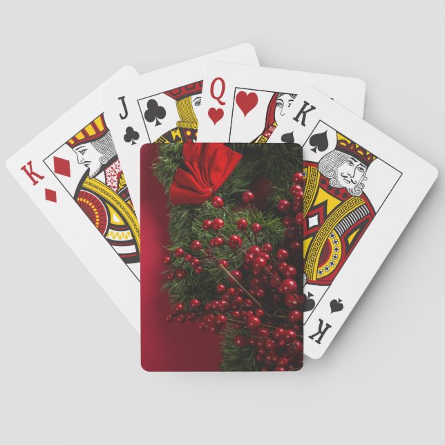 Jeu De Cartes couronne de Noël avec des baies rouges (dos)