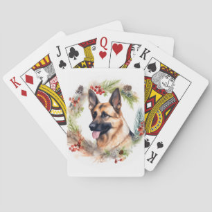Jeu De Cartes Couronne de Noël de Berger Allemand Chien de fête