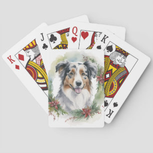 Jeu De Cartes Couronne de Noël de Berger Australien Chien de fêt