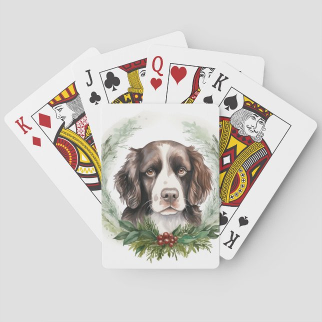 Jeu De Cartes Couronne de Noël de Springer spaniel Chien festif (dos)