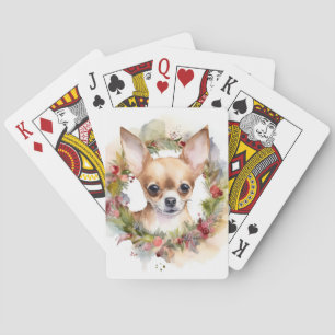 Jeu De Cartes Couronne de Noël festive de Chihuahua