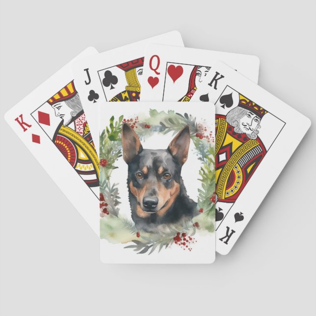Jeu De Cartes Couronne de Noël festive de Kelpie australien (dos)