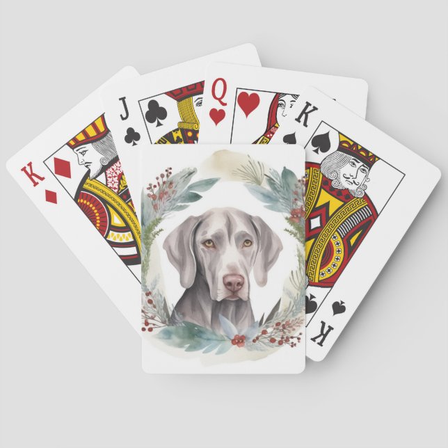 Jeu De Cartes Couronne de Noël festive de Weimaraner (dos)