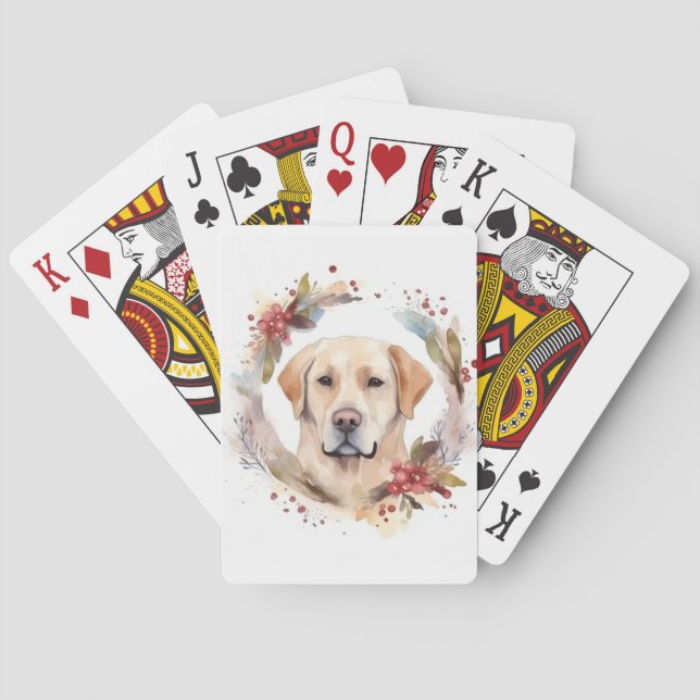 Jeu De Cartes Couronne de Noël festive du Labrador (dos)