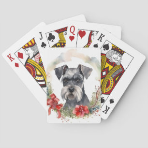 Jeu De Cartes Couronne de Noël Schnauzer Chien de fête