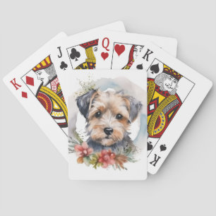 Jeu De Cartes Couronne de Noël Yorkipoo Chien festif