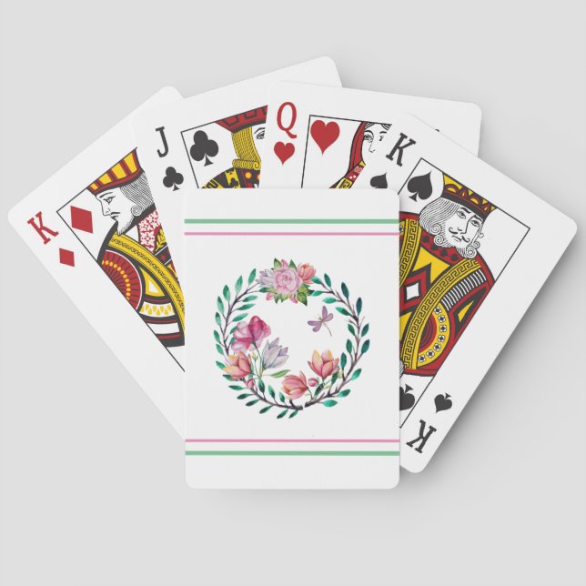 Jeu De Cartes Couronne florale et rayures (dos)