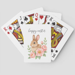 Jeu De Cartes Couronne florale rose et aquarelle de Pâques