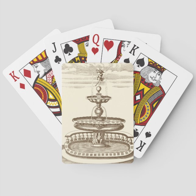 Jeu De Cartes Courtyard Fountain with Ornamental Cherub (dos)