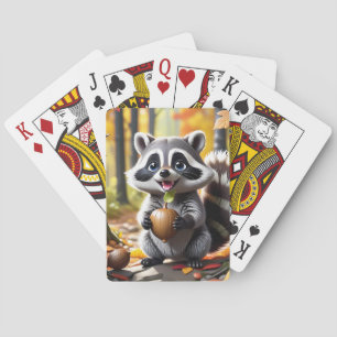 Jeu De Cartes Coute Kawaii style Raccoon Autumn Cadre