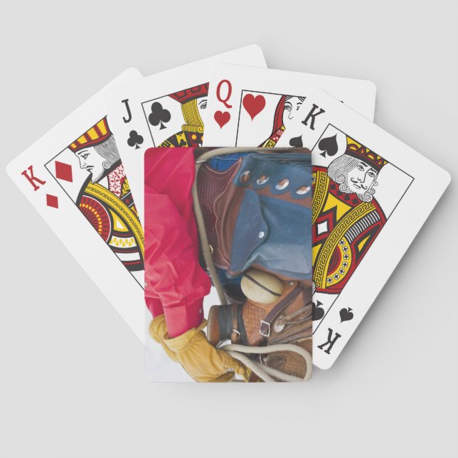 Jeu De Cartes Cow-boy à cheval portant des chaps en cuir (dos)