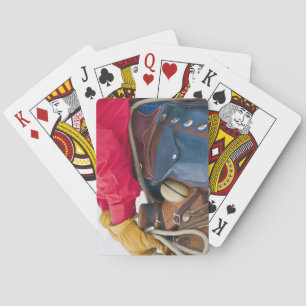 Jeu De Cartes Cowboy à cheval portant des chaps en cuir