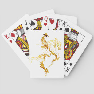 Jeu De Cartes Cowboy Doré sur Cheval Cabré