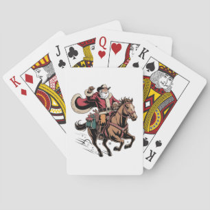 Jeu De Cartes Cowboy Père Noël Monter Un Cheval Noël