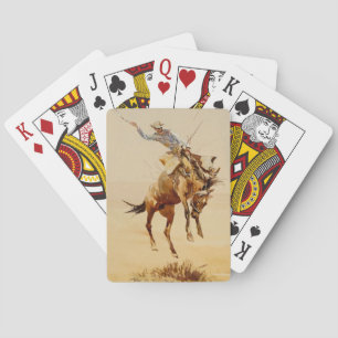 Jeu De Cartes Cowboy sur un cheval qui rue #2 par Edward Borein