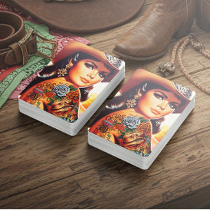 Jeu De Cartes Cowgirl Tatouée Vintage