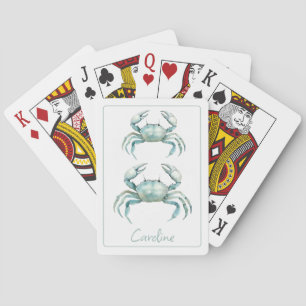 Jeu De Cartes Crabe de peinture à l'eau personnalisé de la côte