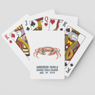 Jeu De Cartes Crabes à l'aquarelle Réunion de famille sur la pla