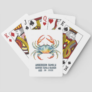 Jeu De Cartes Crabes à l'aquarelle Réunion de famille sur la pla