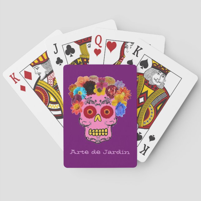 Jeu De Cartes Crâne à sucre floral (dos)