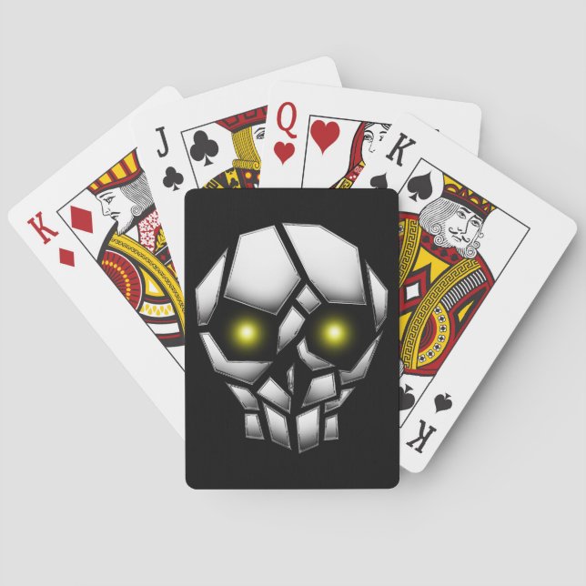 Jeu De Cartes Crâne chromé avec yeux brillants (dos)