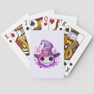 Jeu De Cartes Crâne dans un chapeau de sorcière Fantaisiste