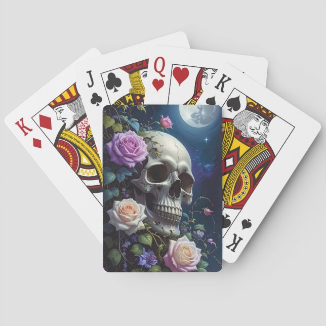 Jeu De Cartes Crâne de Roses au Clair de Lune (dos)