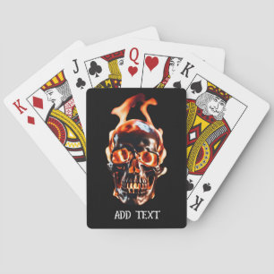 Jeu De Cartes Crâne de squelette mort rétro brûlant dans un feu