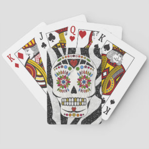 Jeu De Cartes Crâne de sucre Rockabilly RAB sur impression zèbre