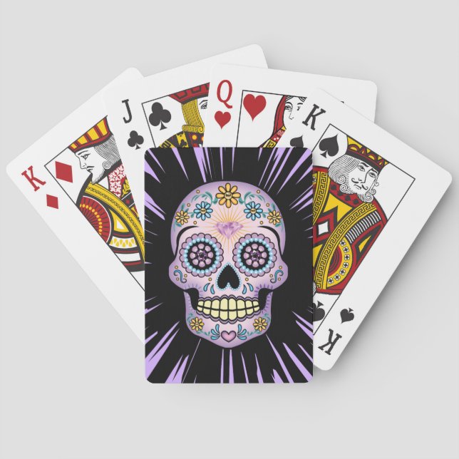 Jeu De Cartes Crâne de sucre violet (dos)