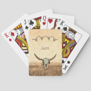 Jeu De Cartes Crâne de vache Brown Western Rustique Style Countr