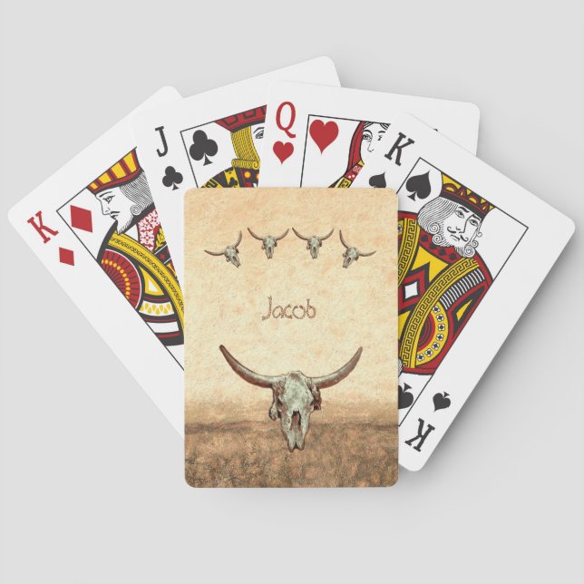 Jeu De Cartes Crâne de vache Brown Western Rustique Style Countr (dos)