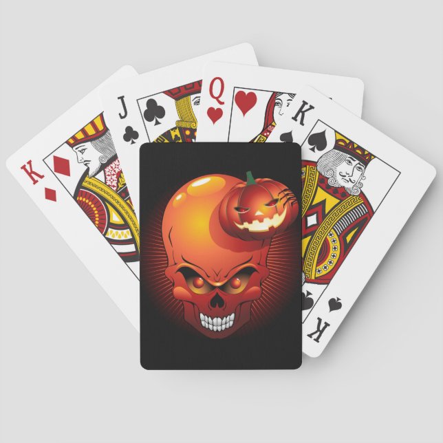 Jeu De Cartes Crâne d'Halloween et Citrouille (dos)