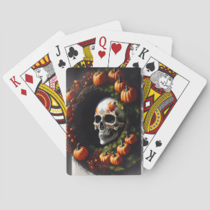 Jeu De Cartes Crâne éffrayant et couronne Citrouille