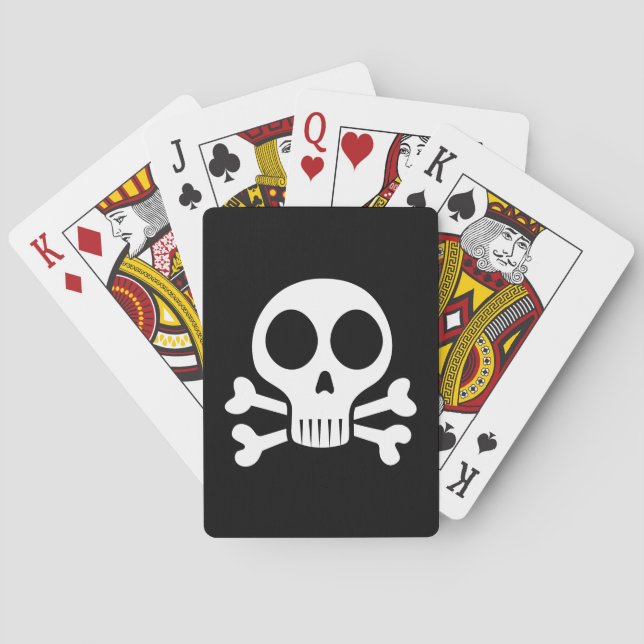 Jeu De Cartes crâne effrayant sur fond noir (dos)